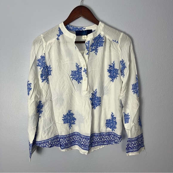 Blue Rain Tops - Blue Rain white blouse with blue decoration
